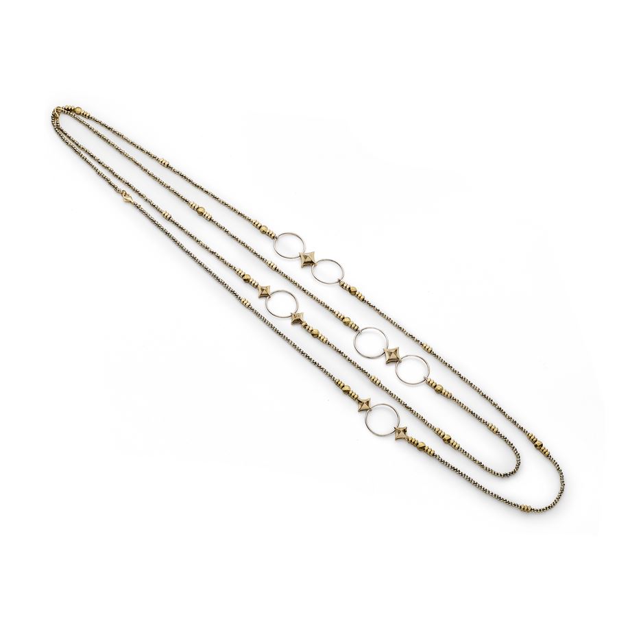 Collana in pirite con cerchi e rombi SOLIS | CL PIR 2-80 CM 2PZ